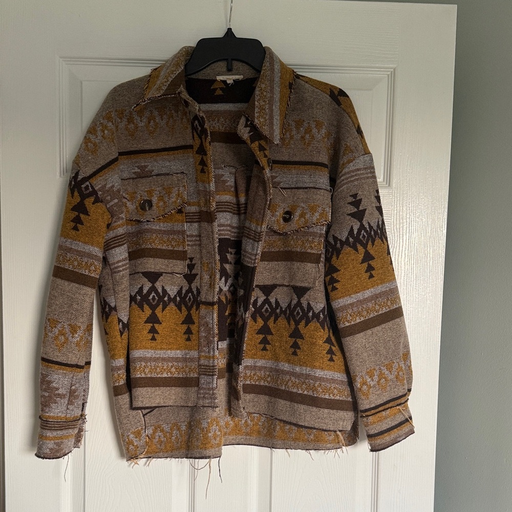 LA MIEL Brown and Gold Patterned Jacket